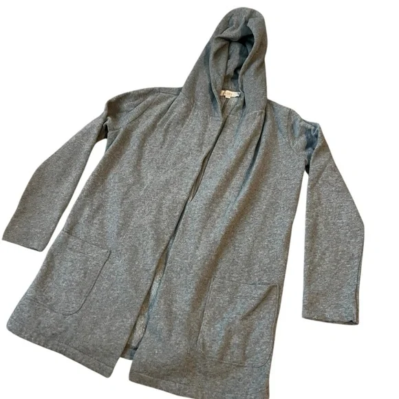 LOFT Heather Gray Hooded Open Cardigan - Picture 3 of 3